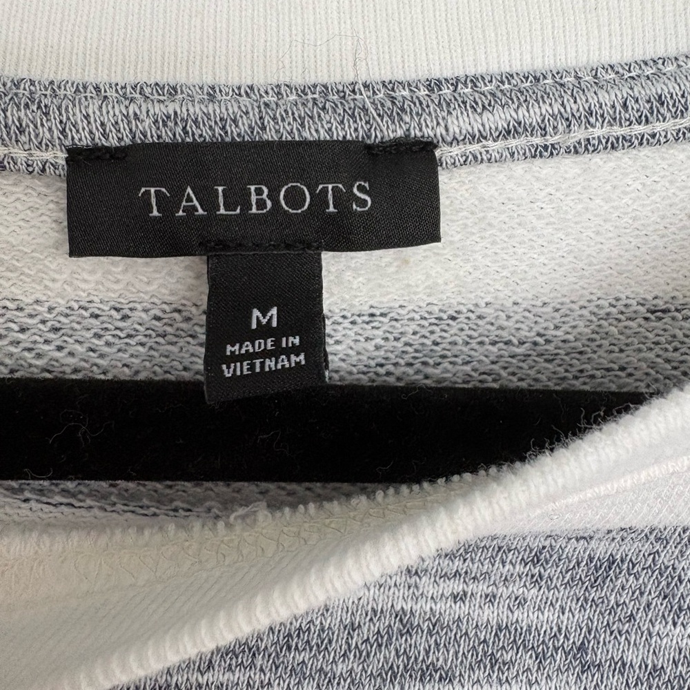 Talbots Striped Button Shoulder Top Medium Cotton… - image 2